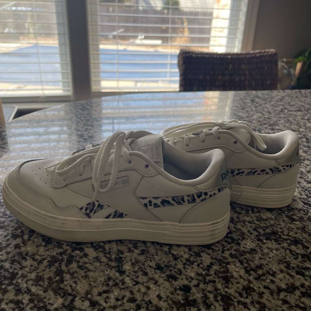 White Sneakers with Animal Print Accents